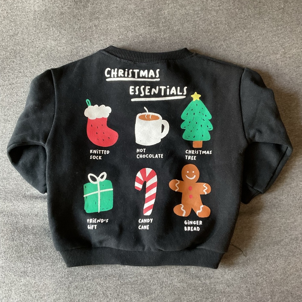 Zara Kids Black Christmas Essentials Sweater Crewneck 9-12